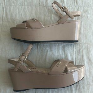 Prada Platform Wedge Sandals